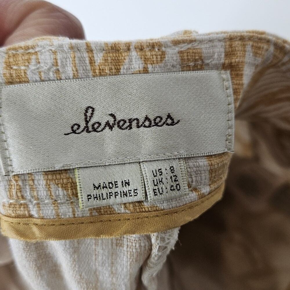 Anthropologie Elevenses Shorts Womens Size 8 Tiled Tide Natural Motif - Picture 4 of 5